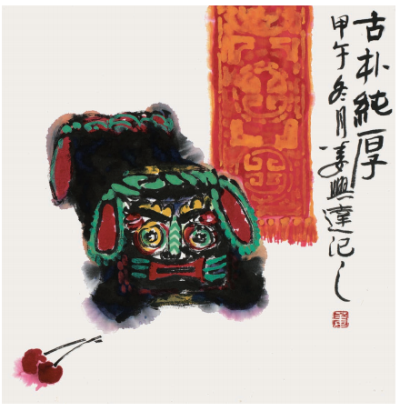 《民间布艺》之四 34cm×34cm　纸本水墨　2014 年